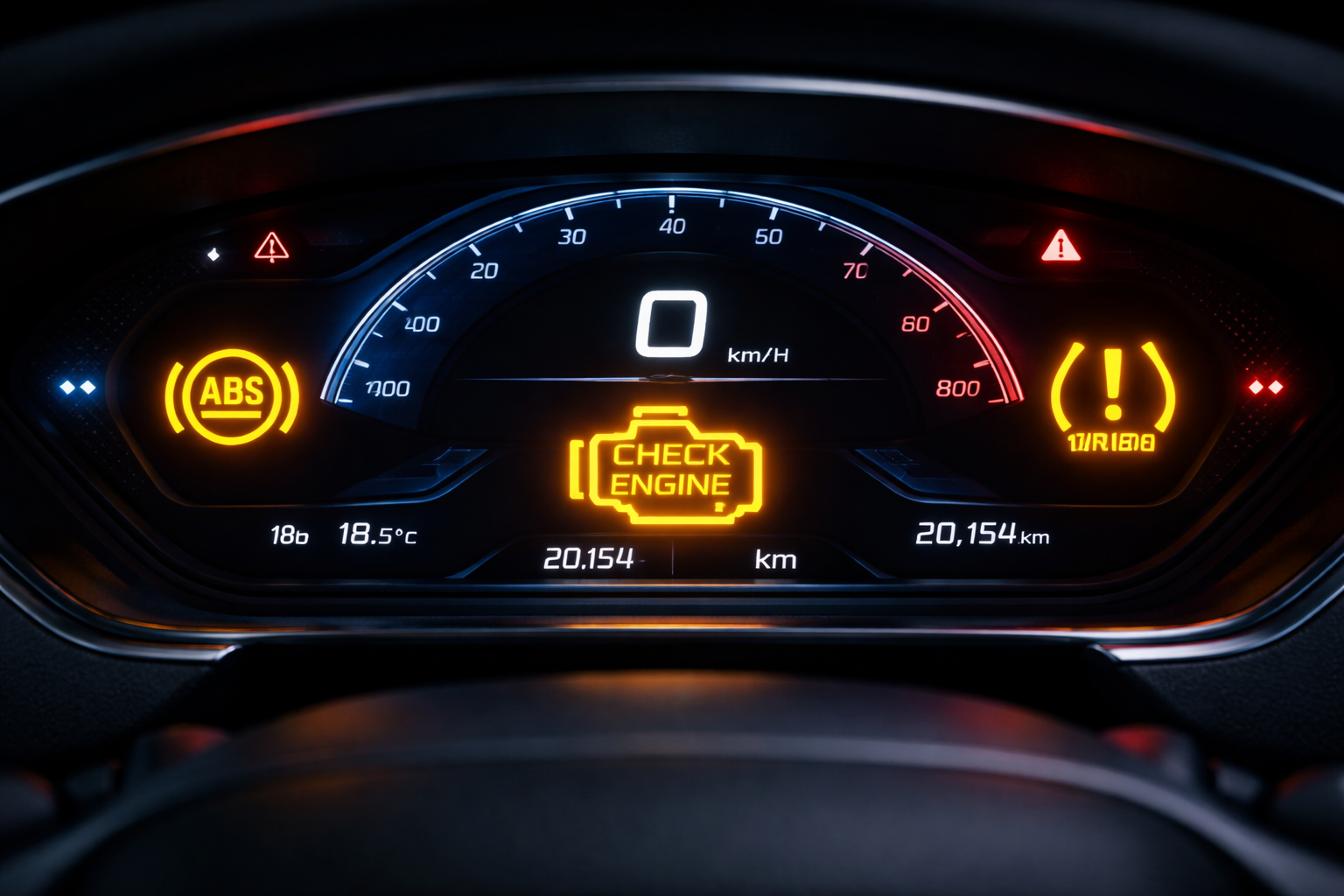 Arac kontrol paneli uyari isiklari