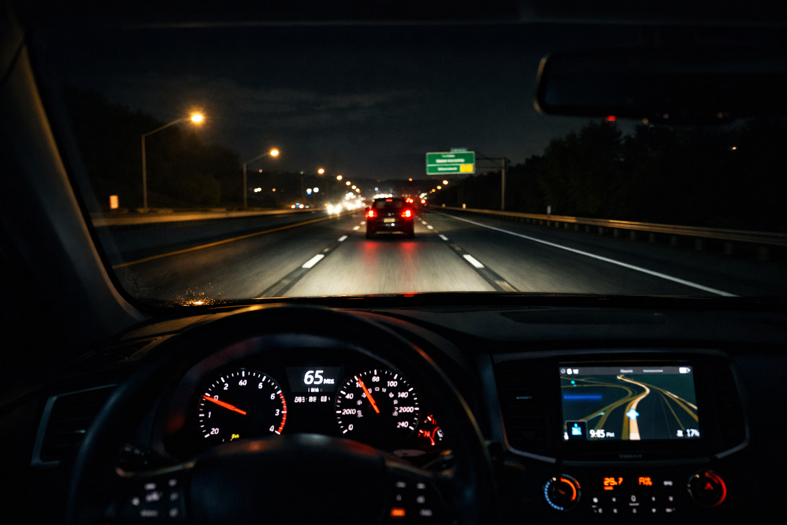 Gece yolunda guvenli surus